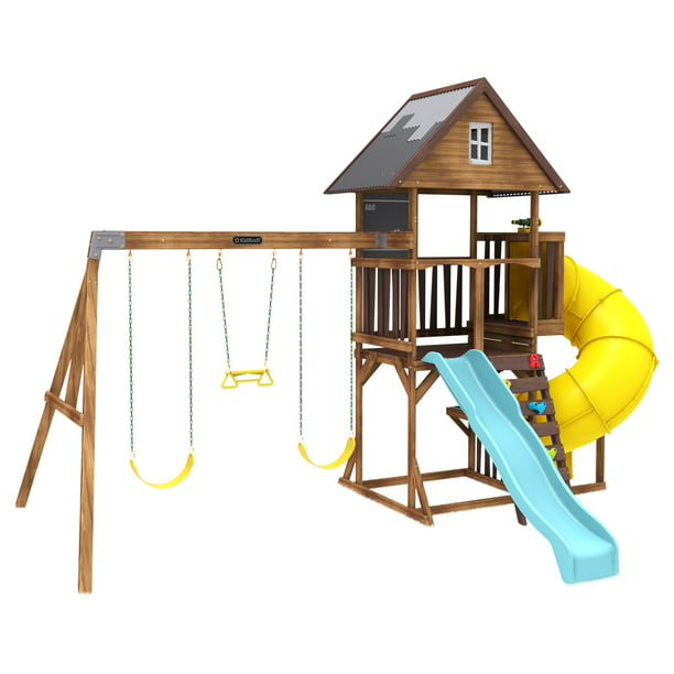 Kids Outdoor Slide Yellow For Backyard Play Set Playset Playground Swingset Swin